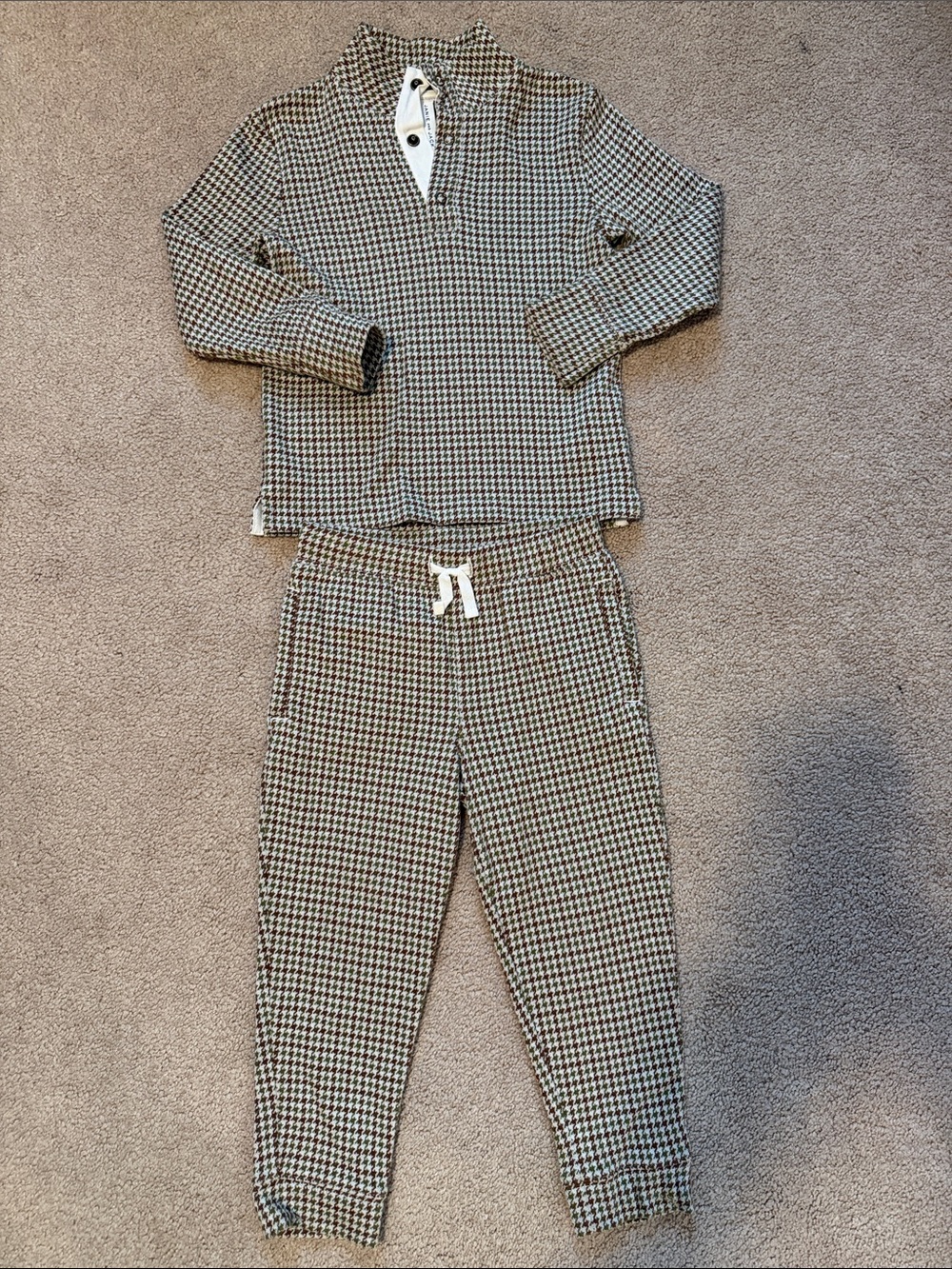 Janie and Jack Houndstooth Knit Two-Piece Set - Black, White, Brown